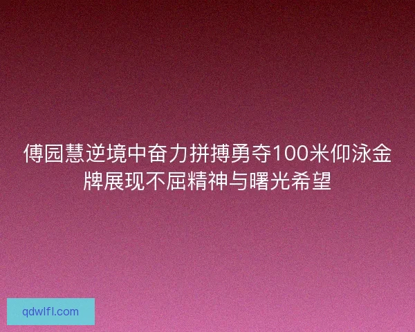 傅园慧逆境中奋力拼搏勇夺100米仰泳金牌展现不屈精神与曙光希望